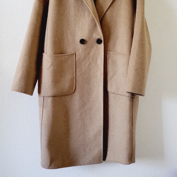 Unworn Belle & Bloom Publisher Double Breasted Wool Blend Coat in Oat - Picture 6 of 10